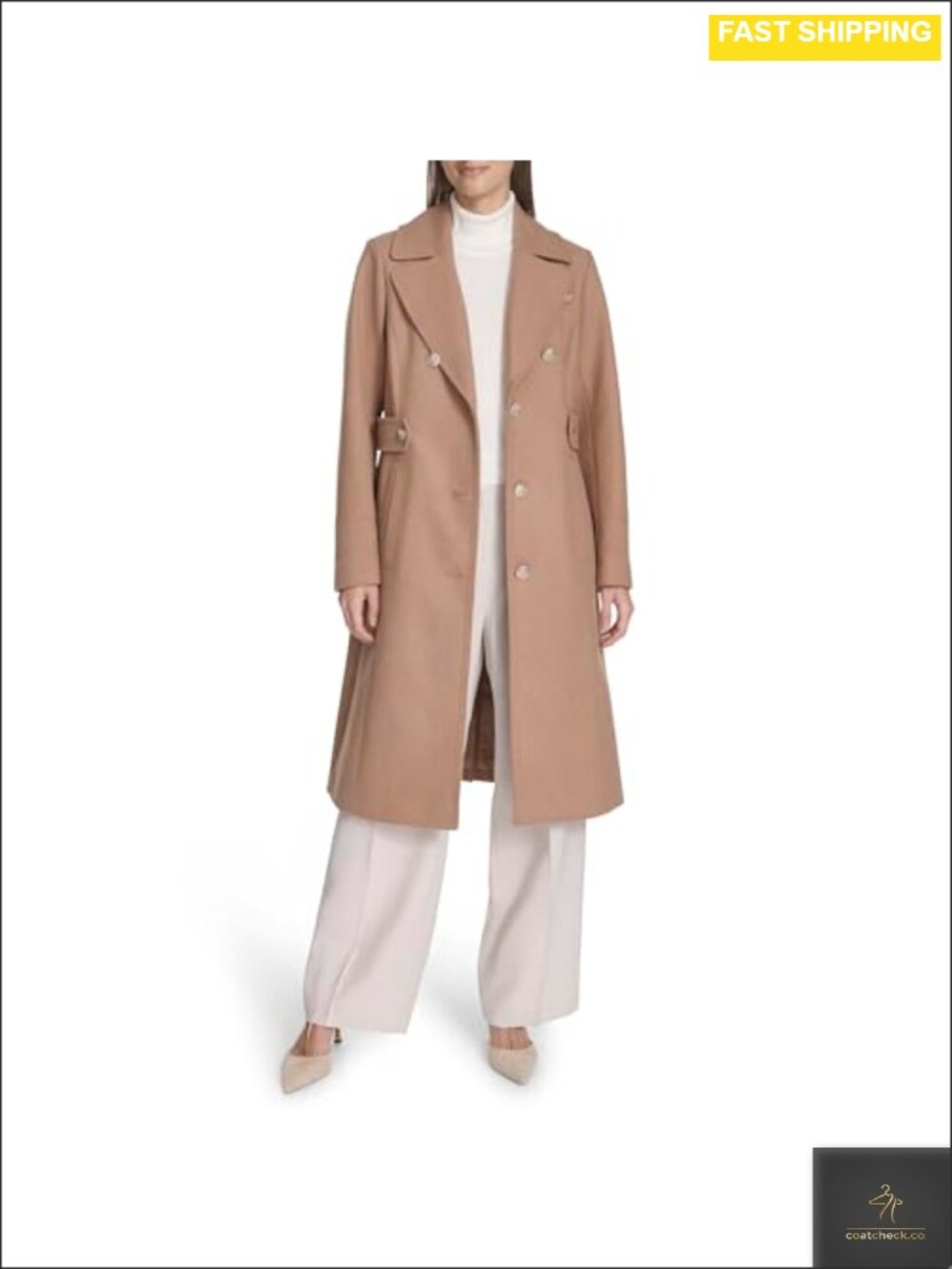 Military Wool Blend Overcoat Contrast Button Notched Collar